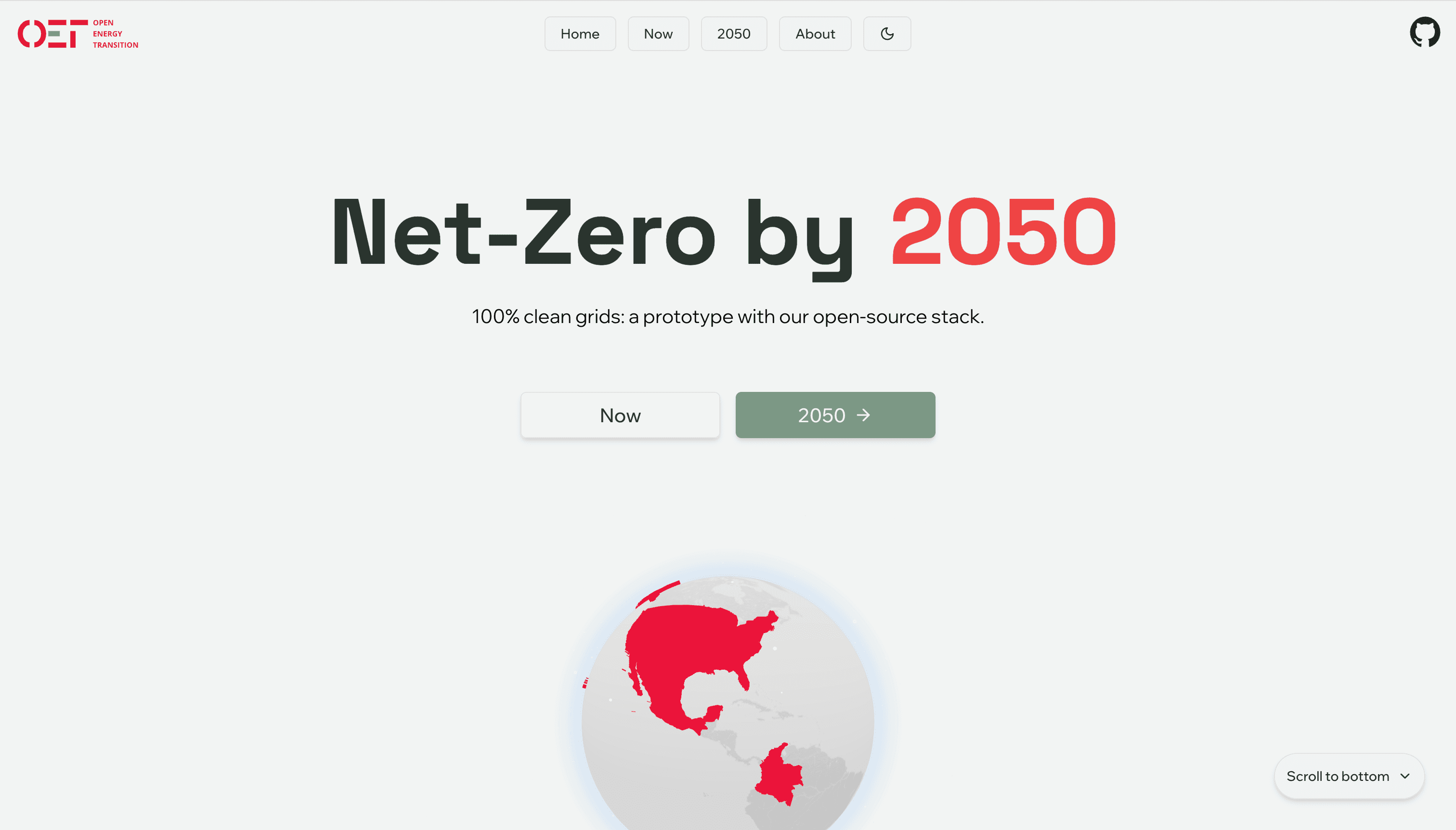 Open Energy Transition — Net-Zero by 2050 landing page